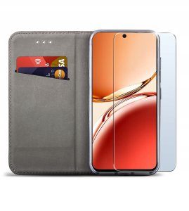 krainaGSM Etui do Oppo Reno 12 F 5G | 12 FS 5G SMART MAGNET CASE PORTFEL + SZKŁO 9H 2