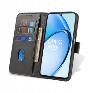 Etui do Oppo A60 4G Skórzane PORTFEL SKIN CASE + Szkło OCHRONNE 9H 3