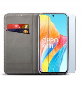 Etui do Oppo A58 4G SMART MAGNET CASE PORTFEL + SZKŁO 9H 2