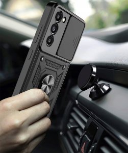 Etui do Samsung S21 FE PANCERNE SLIDE RING + SZKŁO 2