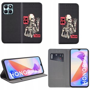 krainaGSM Etui do Honor X6A MAGNET WZORY CASE PORTFEL + SZKŁO OCHRONNE 9H 2
