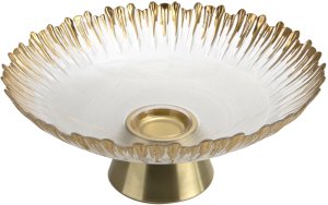 Patera szklana na złotej nodze 33cm 180030 2