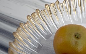 Patera szklana na złotej nodze 33cm 180030 4