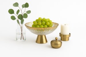 Patera szklana na złotej nodze 33cm 180030 7