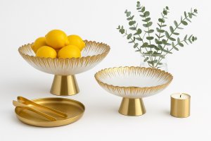 Patera szklana na złotej nodze 33cm 180030 8