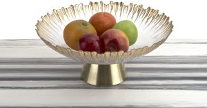 Patera szklana na złotej nodze 33cm 180030 9