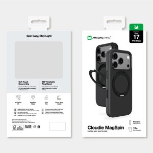 Etui AMAZINGTHING Cloudie na iPhone 17 Pro Max z podstawką - czarne 6