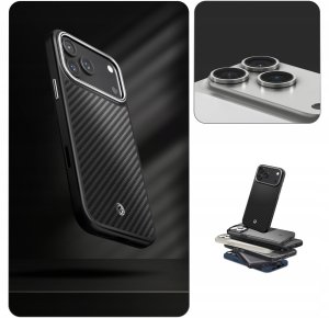 Etui Spigen Enzo Aramid "T" MagSafe na iPhone 17 Pro - czarno-srebrne 6