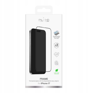 Puro Szkło hartowane Frame na iPhone 17 Air z aplikatorem i czarną ramką 2