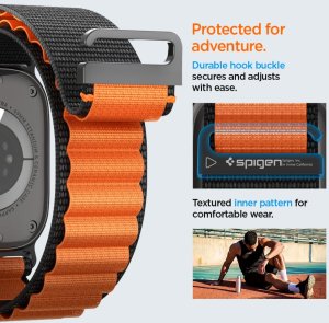 Spigen Pasek Spigen WBF1 Band do Apple Watch 6/7/8/9/10/SE/Ultra 1/2 44/45/46/49mm Black/orange 14