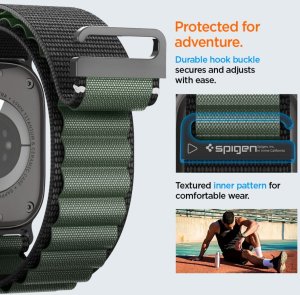 Spigen Pasek Spigen WBF1 Band do Apple Watch 6/7/8/9/10/SE/Ultra 1/2 44/45/46/49mm Black/green 14