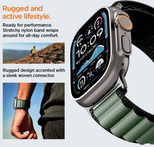 Spigen Pasek Spigen WBF1 Band do Apple Watch 6/7/8/9/10/SE/Ultra 1/2 44/45/46/49mm Black/green 16