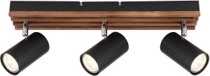 Spotlight GLOBO KAYDEN, 3xGU10 max 3x25W metal/wood black color 8x12.5x41cm 2