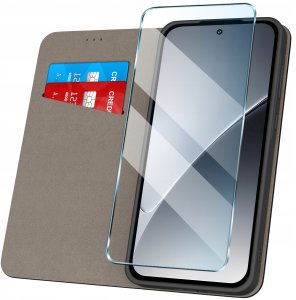 krainaGSM Etui z klapką do Xiaomi 15 Pro Zamykane Czarne Futerał + Szkło 9H 2