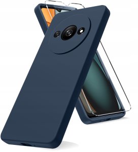 krainaGSM Etui do Xiaomi Redmi A3 4G silikonowe MATOWE CZARNE + SZKŁO OCHRONNE 9H 2