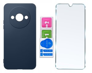 krainaGSM Etui do Xiaomi Redmi A3 4G silikonowe MATOWE CZARNE + SZKŁO OCHRONNE 9H 6
