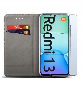 krainaGSM Etui do Xiaomi Redmi 13 4G SMART MAGNET CASE PORTFEL + SZKŁO OCHRONNE 9H 2