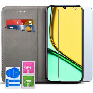 ETUI SKÓRZANE do Realme C61 | C63 MAGNETYCZNE BOOK CASE TOKRA SZKŁO 9H 2
