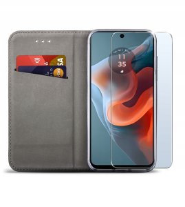 krainaGSM Etui do Motorola Moto G34 5G SMART MAGNET CASE PORTFEL + SZKŁO OCHRONNE 9H 2