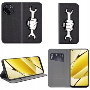 krainaGSM Etui do Realme 11 4G MAGNET WZORY CASE PORTFEL + SZKŁO 9H 5
