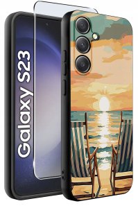 ETUI do Samsung Galaxy S23 WZORY |SILIKONOWE MATT CASE + SZKŁO 9H 2