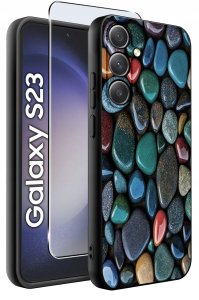 krainaGSM ETUI do Samsung Galaxy S23 WZORY |SILIKONOWE MATT CASE + SZKŁO 9H 2
