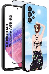 krainaGSM ETUI do Samsung Galaxy A53 5G WZORY |SILIKONOWE MATT CASE + SZKŁO 9H 2