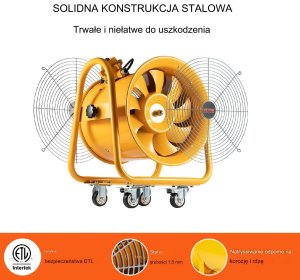 Wentylator przemysłowy 406mm wyciąg przenośny z kablem 5m do warsztatu 12