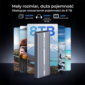 Kieszeń Orico SSD M.2 NVMe, USB-C 40 Gbps, z wentylatorem, metalowa 7
