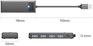HUB USB Orico PAPW4A-U3-015-BK-BP 4x USB-A 3.0 (PAPW4A-U3-015-BK-BP) 3