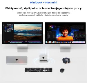 Stacja dokująca Orico Stacja dokująca do MacMini M4, USB-C 10 Gbps, z obudową M.2 NVMe, pionowa, metalowa 3