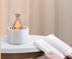 Nawilżacz powietrza usb dyfuzor z led rgb kominek mgiełka zapachowa ogień 4
