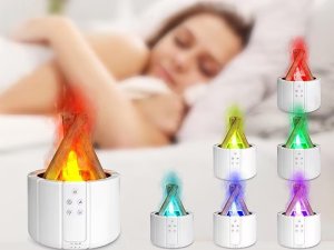 Nawilżacz powietrza usb dyfuzor z led rgb kominek mgiełka zapachowa ogień 5