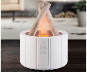 Nawilżacz powietrza usb dyfuzor z led rgb kominek mgiełka zapachowa ogień 8