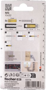Fischer 532735 MS 10 x 32 K NV Messingrawplug 32 mm 1 Set 3