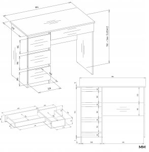 Biurko Białe 98 cm x 51 cm 6