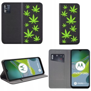 krainaGSM Etui do Motorola Moto E13 MAGNET WZORY CASE PORTFEL + SZKŁO OCHRONNE 9H 2