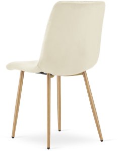 Krzesło aksamitne TURIN jasnobeżowe eleganckie do jadalni salonu x2 6