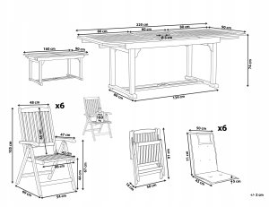 Zestaw ogrodowy dla 6 osób JAVA PREMIUM Drewno akacjowe Jasnobeżowy 3