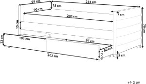 Łóżko dzienne z szufladami Welur MARRAY 90 x 200 cm Złamana biel 3