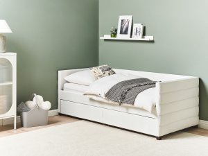 Łóżko dzienne z szufladami Welur MARRAY 90 x 200 cm Złamana biel 4