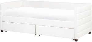 Łóżko dzienne z szufladami Welur MARRAY 90 x 200 cm Złamana biel 5