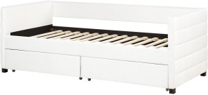 Łóżko dzienne z szufladami Welur MARRAY 90 x 200 cm Złamana biel 6