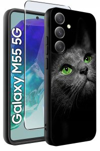 krainaGSM Etui do Samsung Galaxy M55 5G WZORY |SILIKONOWE MATT CASE + SZKŁO 9H 2
