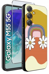 krainaGSM Etui do Samsung Galaxy M55 5G WZORY |SILIKONOWE MATT CASE + SZKŁO 9H 2