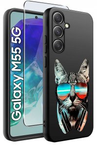 krainaGSM Etui do Samsung Galaxy M55 5G WZORY |SILIKONOWE MATT CASE + SZKŁO 9H 2