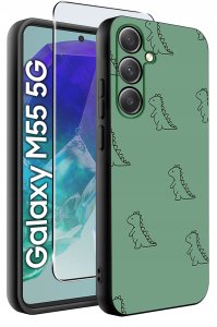 Etui do Samsung Galaxy M55 5G WZORY |SILIKONOWE MATT CASE + SZKŁO 9H 2