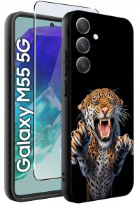krainaGSM Etui do Samsung Galaxy M55 5G WZORY |SILIKONOWE MATT CASE + SZKŁO 9H 2