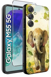 krainaGSM Etui do Samsung Galaxy M55 5G WZORY |SILIKONOWE MATT CASE + SZKŁO 9H 2