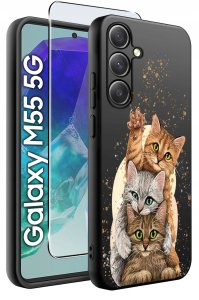 krainaGSM Etui do Samsung Galaxy M55 5G WZORY |SILIKONOWE MATT CASE + SZKŁO 9H 2